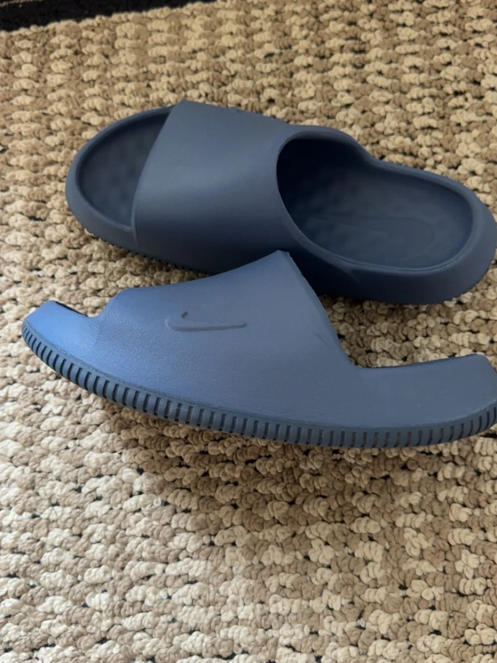 Nike Dark Blue Foam Slide Sandals with Swoosh